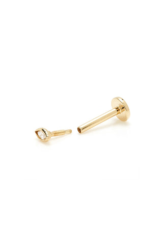 Solid 14ct Gold Milgrain Marquise Diamond Flat Back Stud Earring - Gold