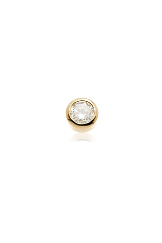 Solid 14ct Gold Bezel Diamond Flat Back Stud Earring - Gold