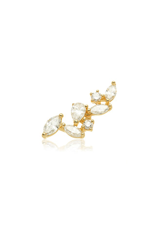 Solid 14ct Gold Diamond Cluster Flat Back Stud Earring - Gold