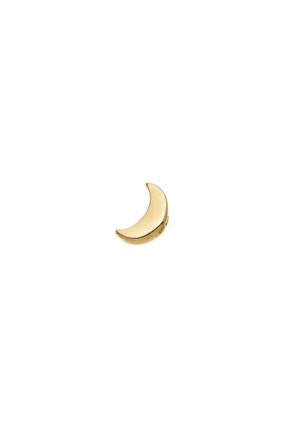 Solid 14ct Gold Threadless Moon Flat Back Stud Earring - Gold
