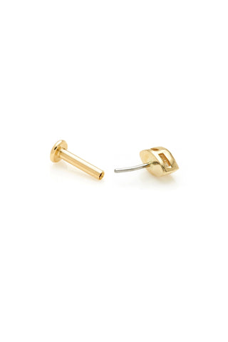 Solid 14ct Gold Threadless Flat Back Stud Earring with Marquise Diamond - Gold