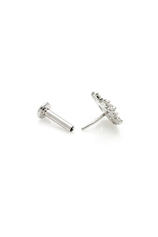 Solid 14ct Gold Eye Threadless Flat Back Stud Diamond Earring - White Gold