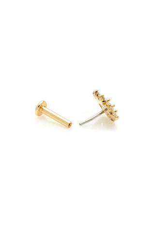 Solid 14ct Gold Eye Threadless Flat Back Stud Diamond Earring - Gold