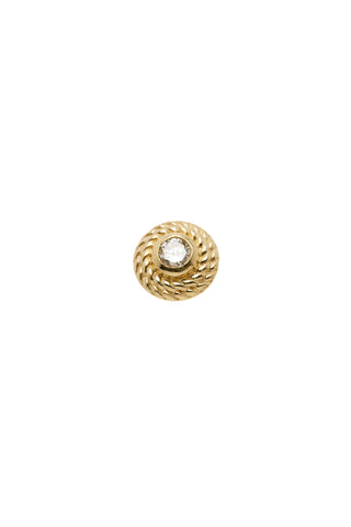 Solid 14ct Gold Rope Threadless Flat Back Stud Diamond Earring - Gold