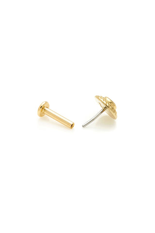 Solid 14ct Gold Rope Threadless Flat Back Stud Diamond Earring - Gold