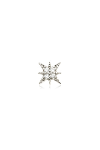 Solid White Gold Threadless North Star with Titanium Flat Back Stud