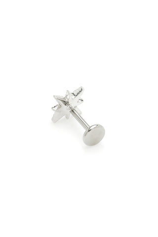 Solid White Gold Threadless North Star with Titanium Flat Back Stud