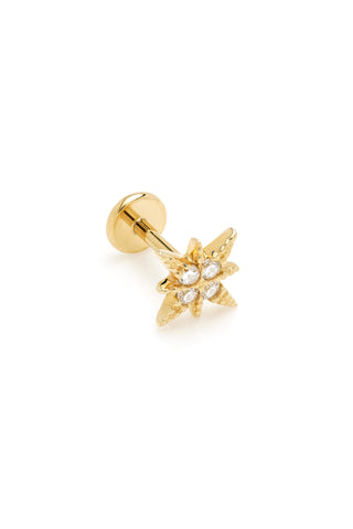 Solid Yellow Gold Threadless North Star with Titanium Flat Back Stud