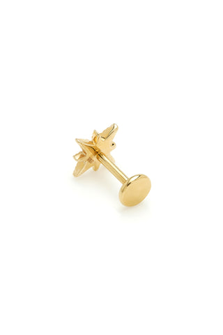 Solid Yellow Gold Threadless North Star with Titanium Flat Back Stud