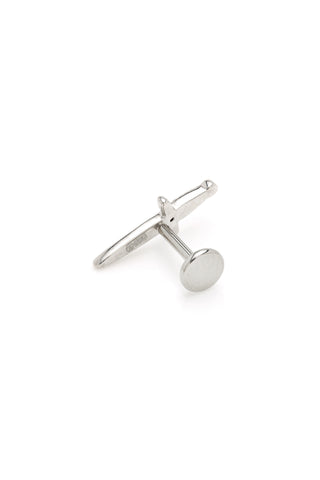 Solid 14ct White Gold Threadless Gem Sword with Titanium Flat Back Stud