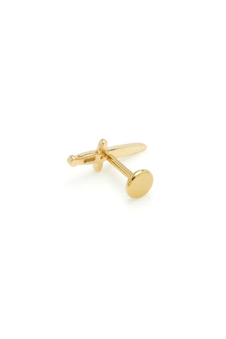Solid 14ct Yellow Gold Threadless Gem Sword with Titanium Flat Back Stud