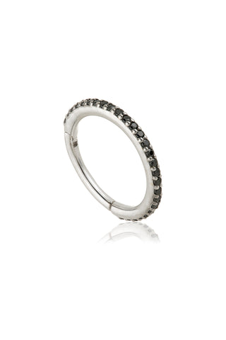 White Gold Black Spinel Pavé Eternity Hinge Ring