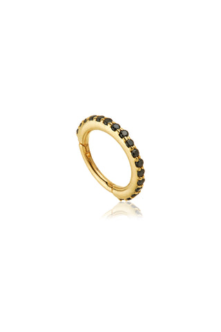 Gold Black Spinel Pavé Eternity Hinge Ring