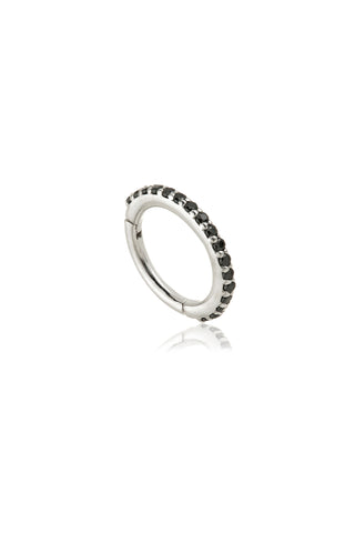 White Gold Black Spinel Pavé Eternity Hinge Ring