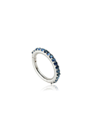 White Gold Sapphire Pavé Eternity Hinge Ring