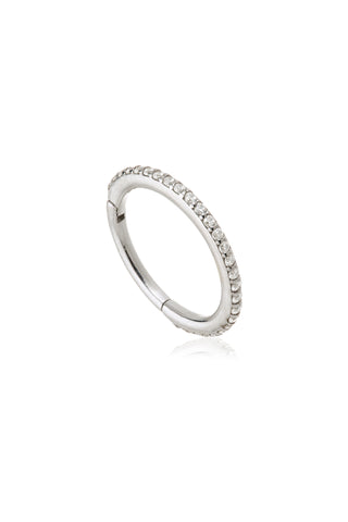 Eternal 9ct Solid White Gold Pavé Hoop Earring