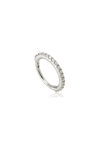Eternal 9ct Solid White Gold Pavé Hoop Earring