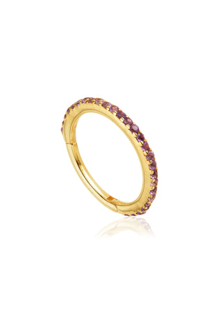Solid 14ct Gold Pavé Amethyst Eternity Hinged Ring - Gold