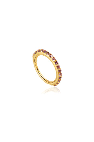 Solid 14ct Gold Pavé Amethyst Eternity Hinged Ring - Gold