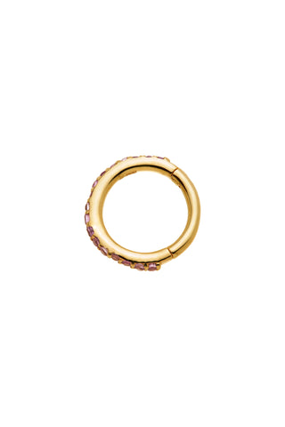 Solid 14ct Gold Pavé Amethyst Eternity Hinged Ring - Gold