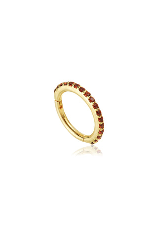 Solid 14ct Gold Pavé Garnet Eternity Hinged Ring - Gold