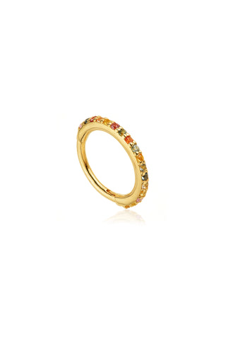 Solid 14ct Gold Pavé Multi Sapphire Gem Eternity Hinged Ring - Gold