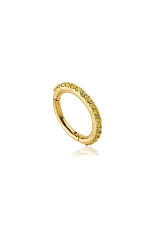 Solid 14ct Gold Pavé Peridot Eternity Hinged Ring - Gold