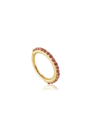 Solid 14ct Gold Pavé Rhodolite Eternity Hinged Ring - Gold