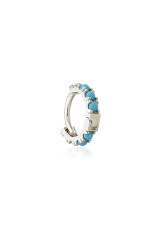 Solid White Gold Turquoise Hinge Ring
