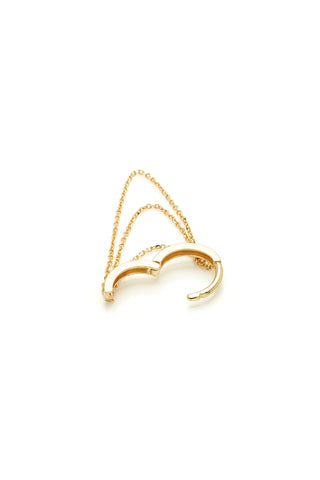 Solid Gold Hinged Earring with Triple Chains - Gold