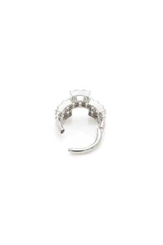 Solid Gold Pavé Cubic Zirconia Triple Square Hinge Ring - White Gold