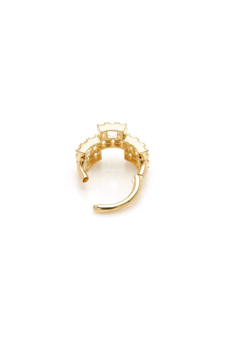Solid Gold Pavé Cubic Zirconia Triple Square Hinge Ring - Gold