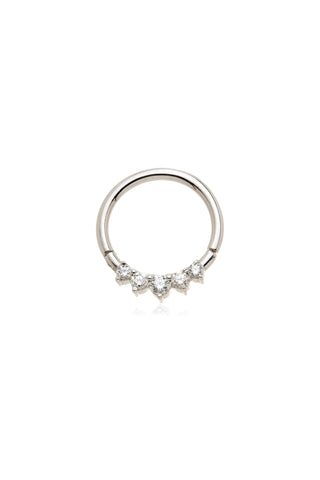 Feronia Solid White Gold Graduated Gem Daith & Septum Hoop