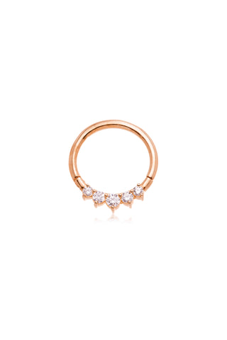 Feronia Solid Rose Gold Graduated Gem Daith & Septum Hoop