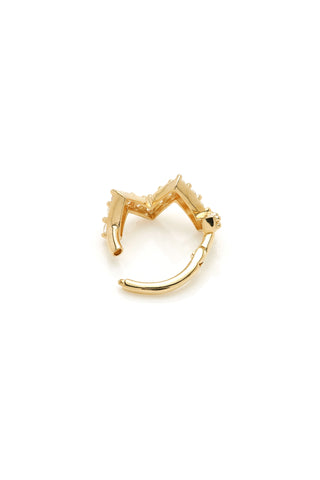 Solid Gold Zig-Zag Gemstone Pavé Hinge Ring - Gold