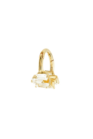 Solid Gold Gemstone Baguettes Hinge Ring - Gold