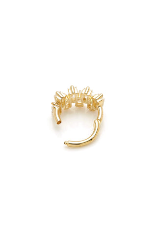 Solid Gold Gemstone Baguettes Hinge Ring - Gold