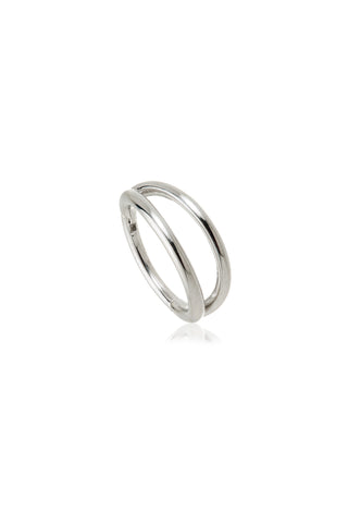 Tara Solid White Gold Double Band Hoop Earring