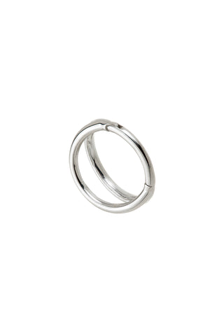 Tara Solid White Gold Double Band Hoop Earring