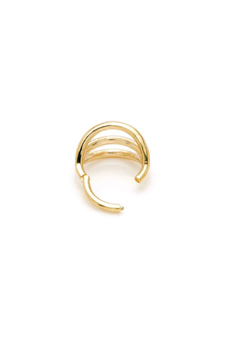 Solid Gold Triple Band Hinged Earring - Gold