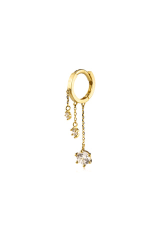 Solid Yellow Gold Triple Gem Chain Hinge Ring