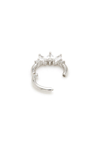 Solid Gold Triple Marquise Hinged Daith & Septum Ring - White Gold