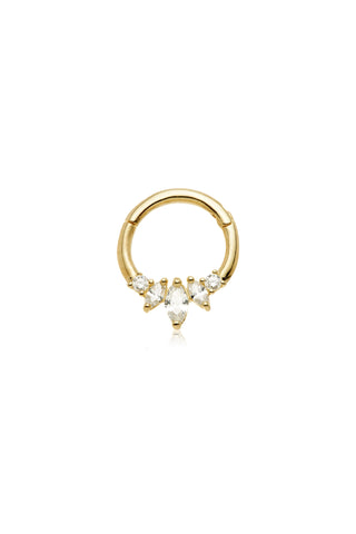 Solid Gold Triple Marquise Hinged Daith & Septum Ring - Gold