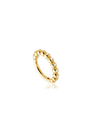 Solid Gold Jewelled Bubble Hinge Earring - Gold