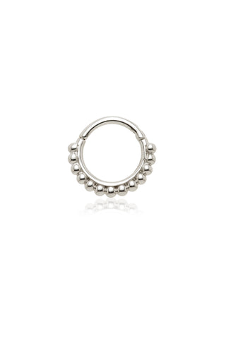 Solid Gold Multi-Ball Hinged Daith & Septum Ring - White Gold