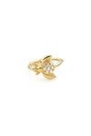 Solid Gold Jewelled Bee Hinged Segment Ring - Gold