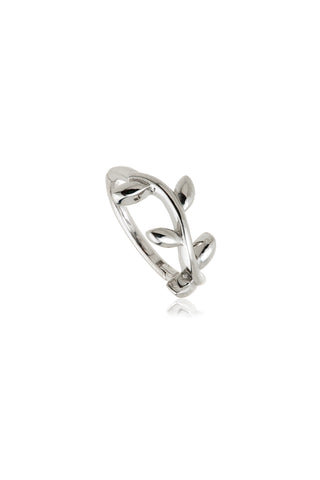 Flora Solid White Gold Vine Leaf Hoop Earring