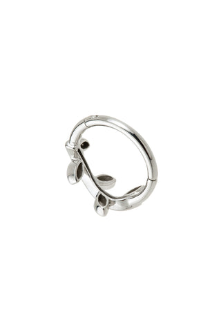 Flora Solid White Gold Vine Leaf Hoop Earring