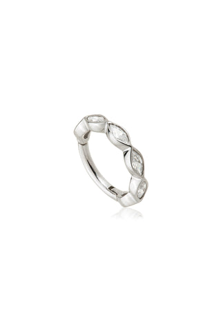 Eos 9ct Solid White Gold Marquise Gem Hoop Earring