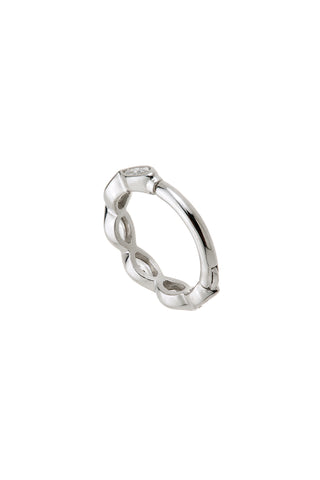 Eos 9ct Solid White Gold Marquise Gem Hoop Earring